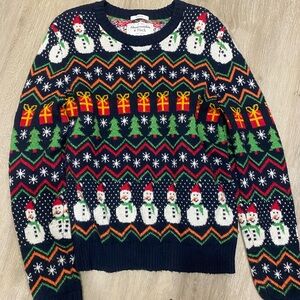 Abercrombie & Fitch Men's Snowman Crewneck Sweater - Navy Multicolor